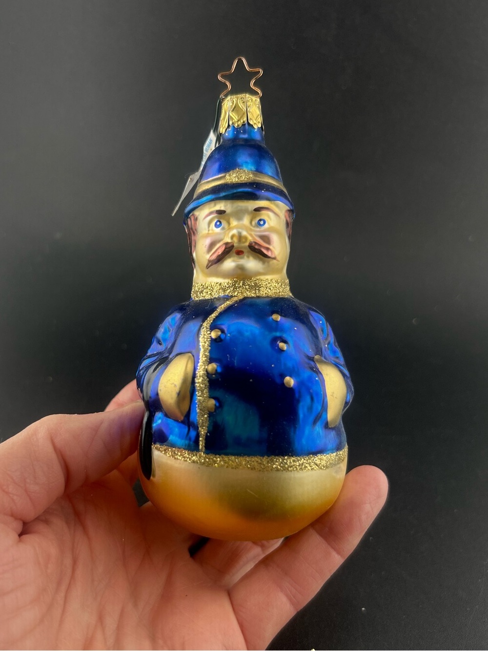 Vintage Inge-Glas British Bobby Policeman Glass Christmas Ornament